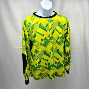 Brava Soccer Adults Goalkeeper Jersey Yellow and Green Geometric Pattern Large